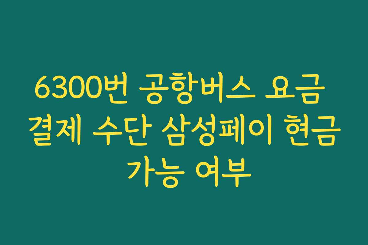 6300번 공항버스 요금 결제 수단 삼성페이 현금 가능 여부