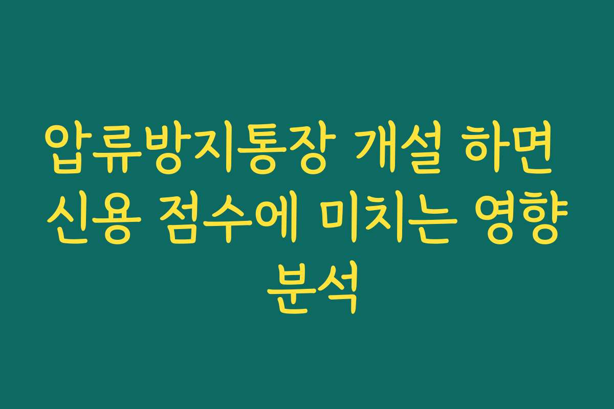 압류방지통장 개설 하면 신용 점수에 미치는 영향 분석