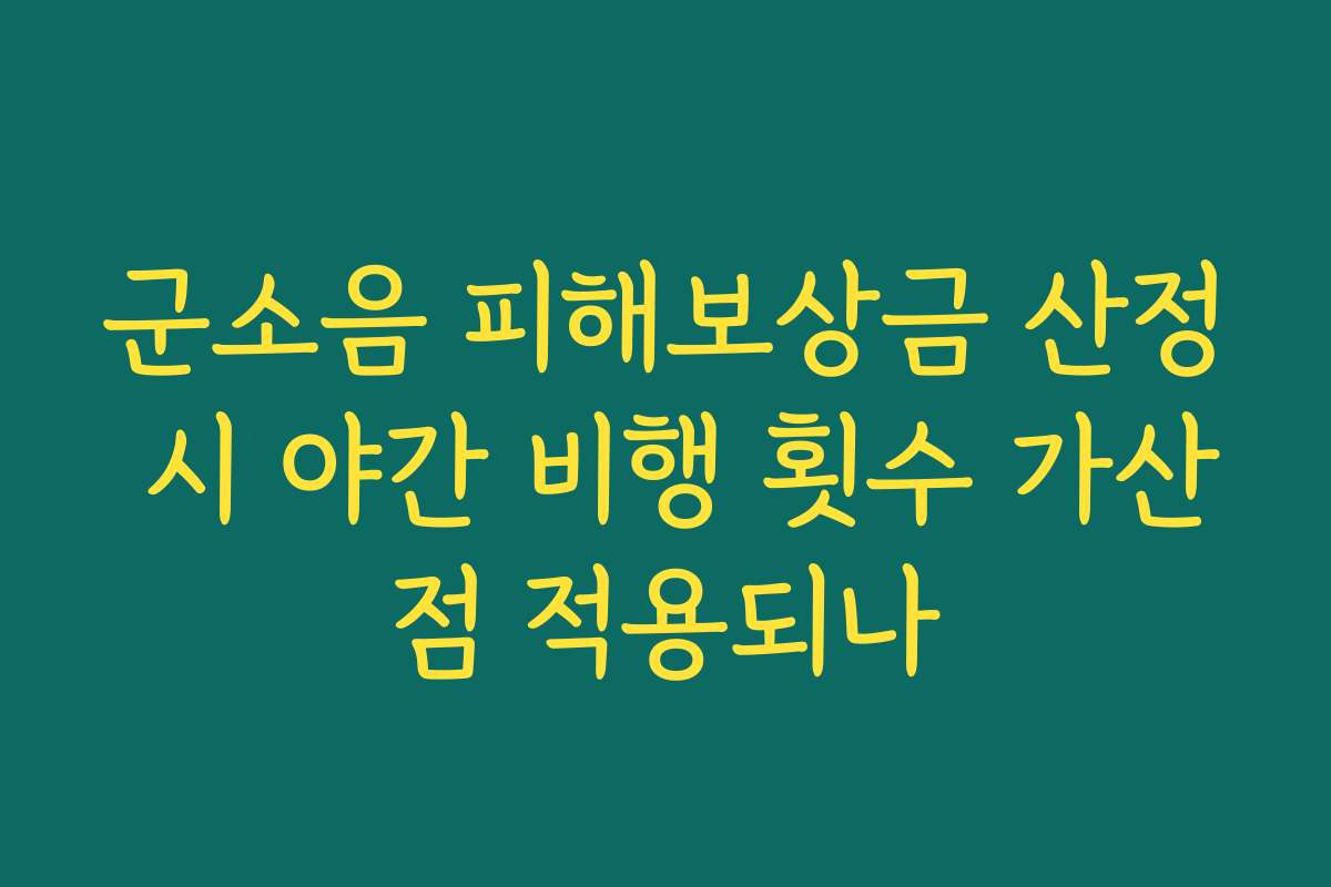 군소음 피해보상금 산정 시 야간 비행 횟수 가산점 적용되나