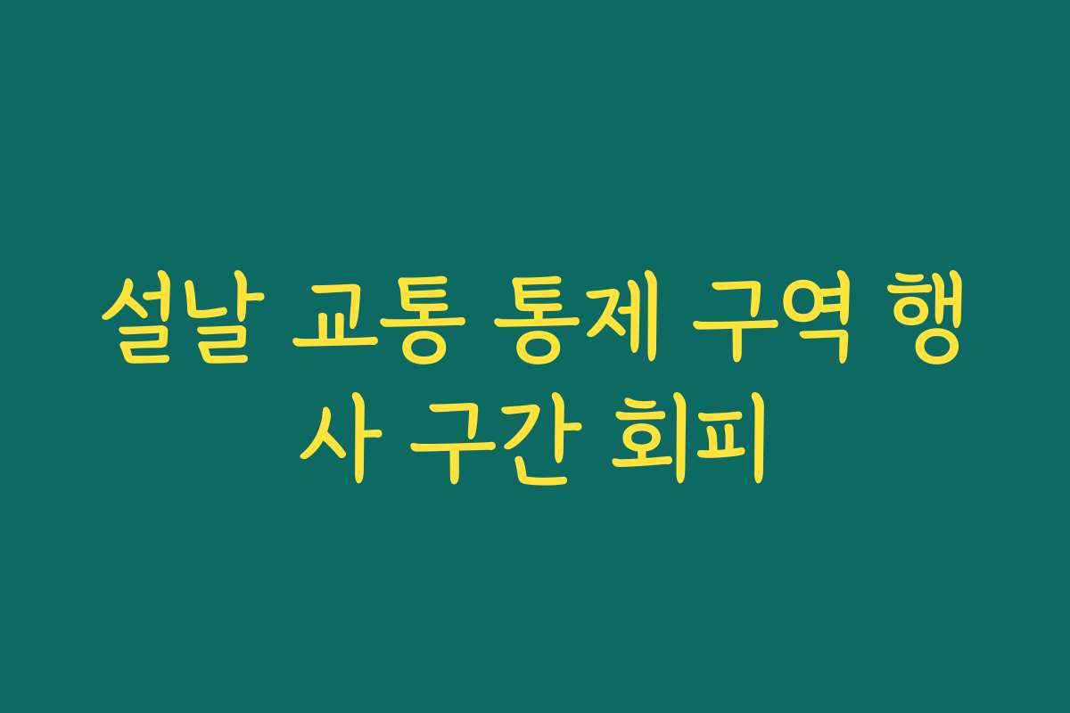 설날 교통 통제 구역 행사 구간 회피