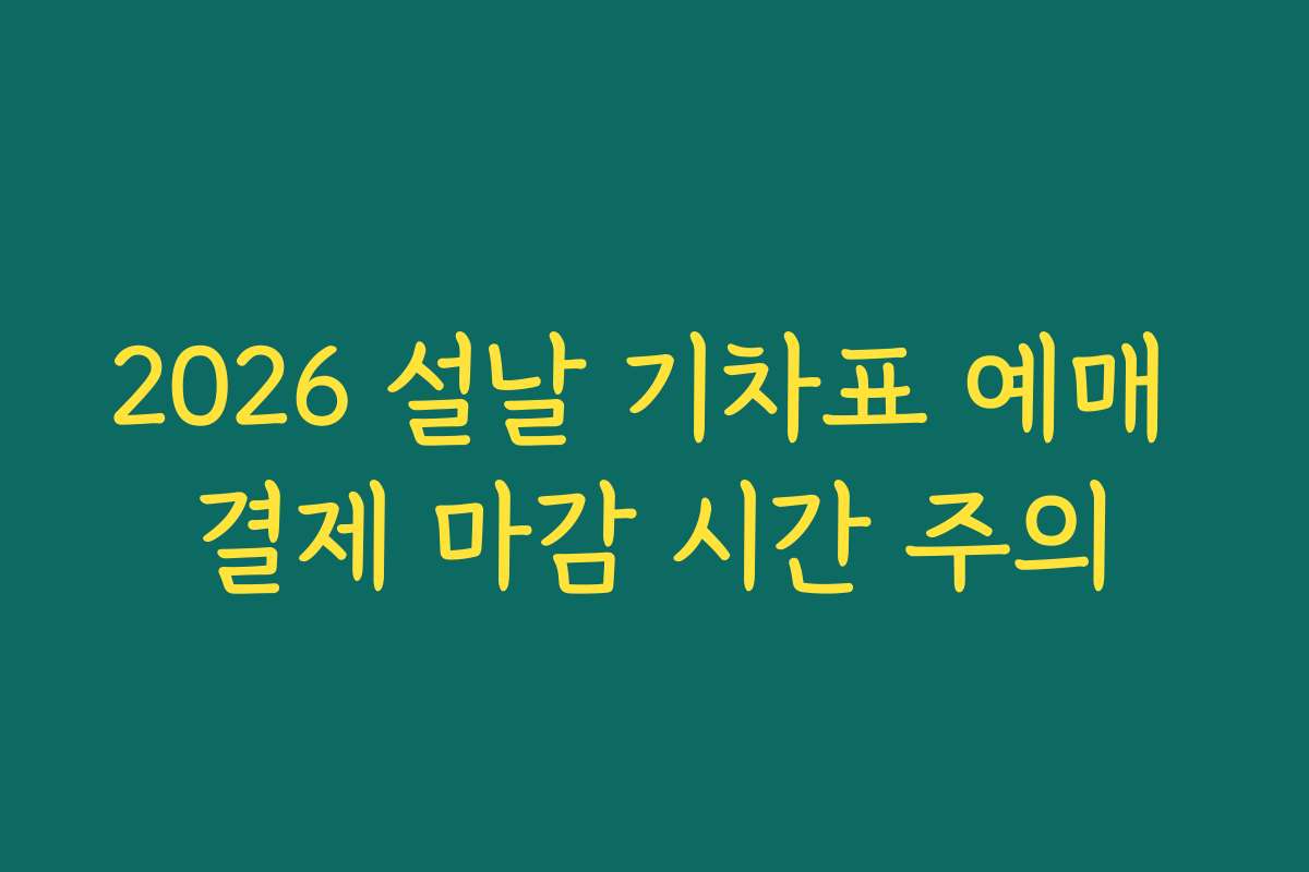 2026 설날 기차표 예매 결제 마감 시간 주의