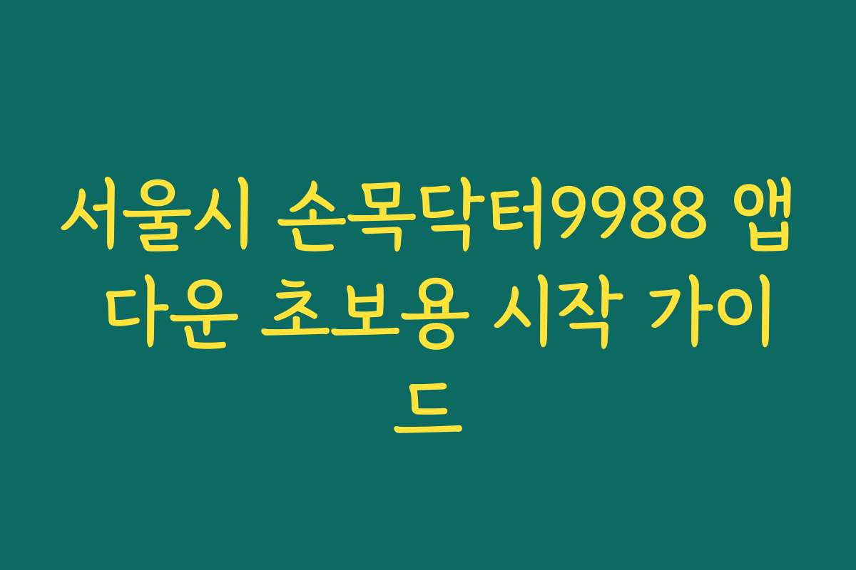 서울시 손목닥터9988 앱 다운 초보용 시작 가이드