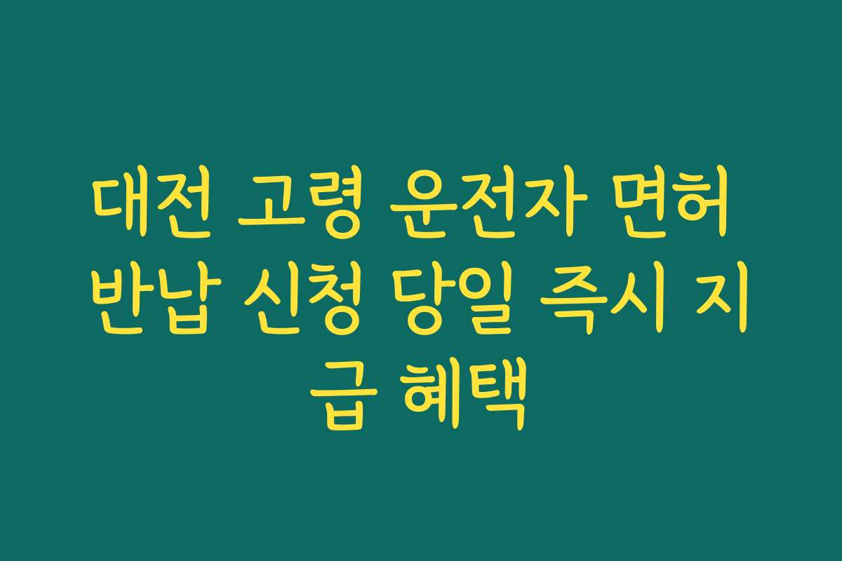 대전 고령 운전자 면허 반납 신청 당일 즉시 지급 혜택