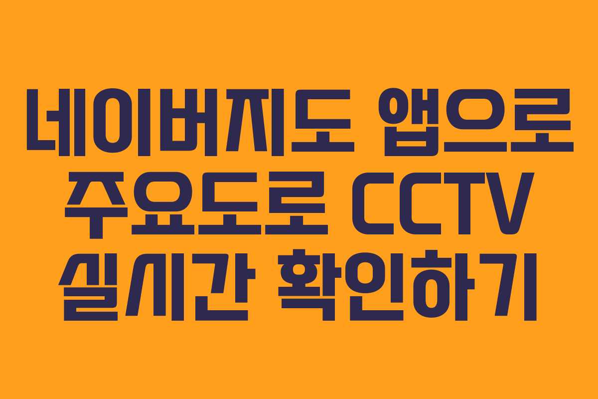 네이버지도 앱으로 주요도로 CCTV 실시간 확인하기