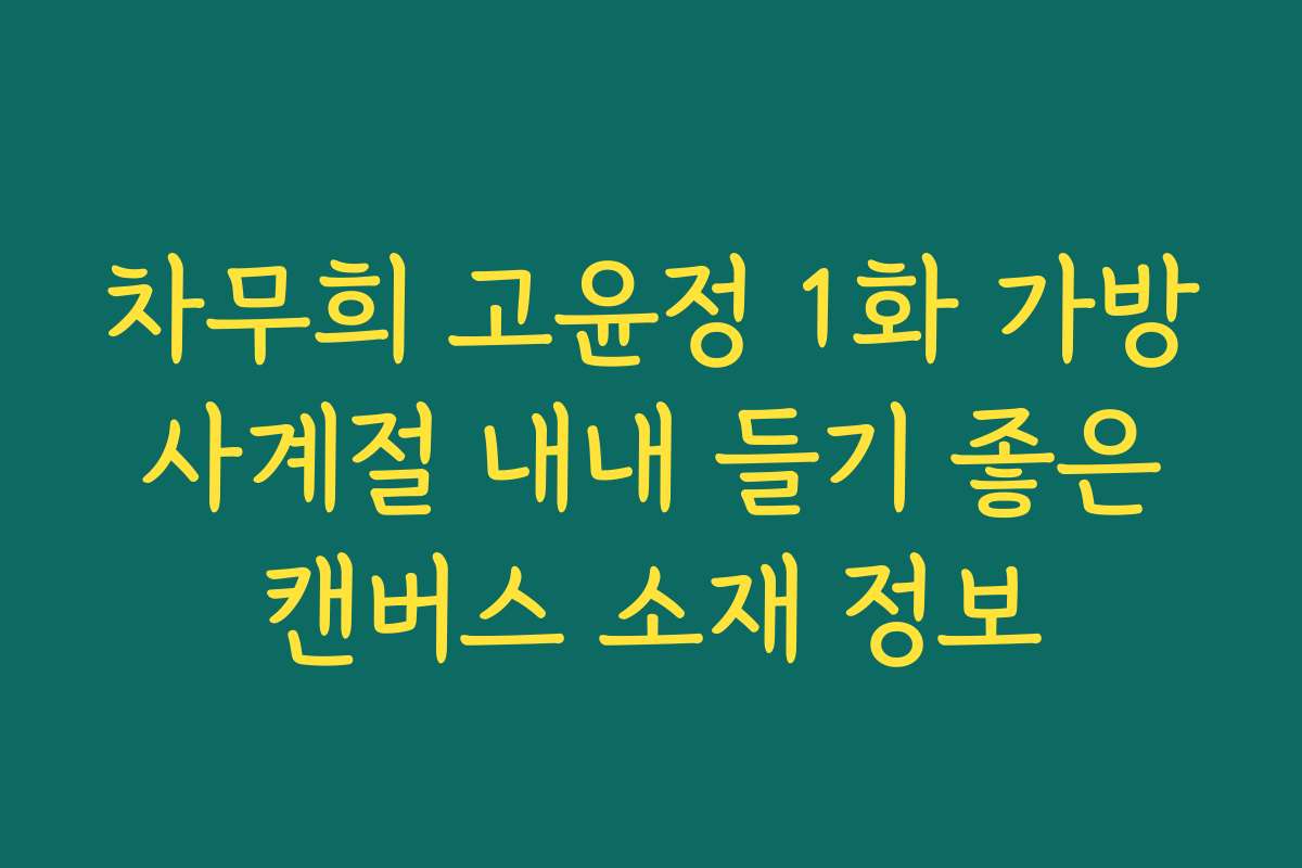 차무희 고윤정 1화 가방 사계절 내내 들기 좋은 캔버스 소재 정보