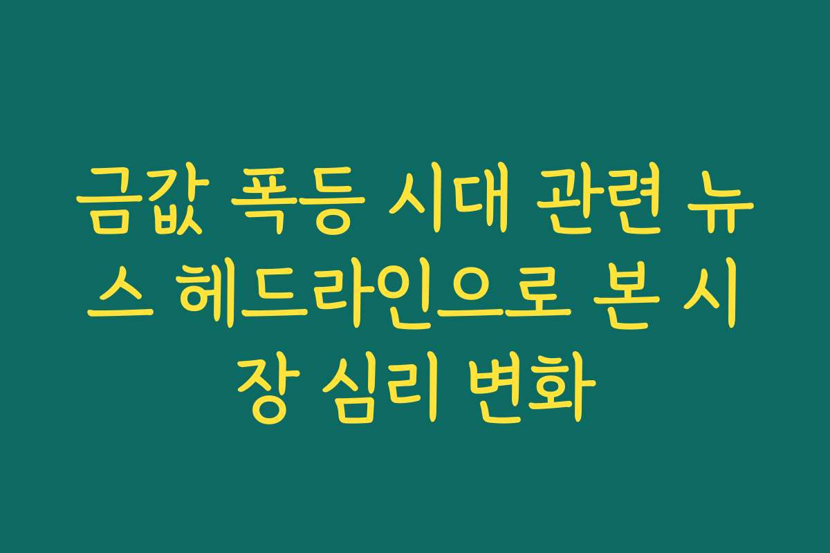 금값 폭등 시대 관련 뉴스 헤드라인으로 본 시장 심리 변화