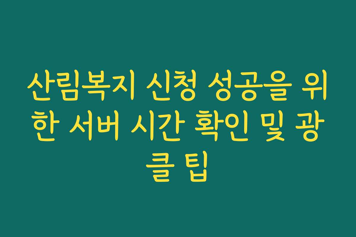 산림복지 신청 성공을 위한 서버 시간 확인 및 광클 팁