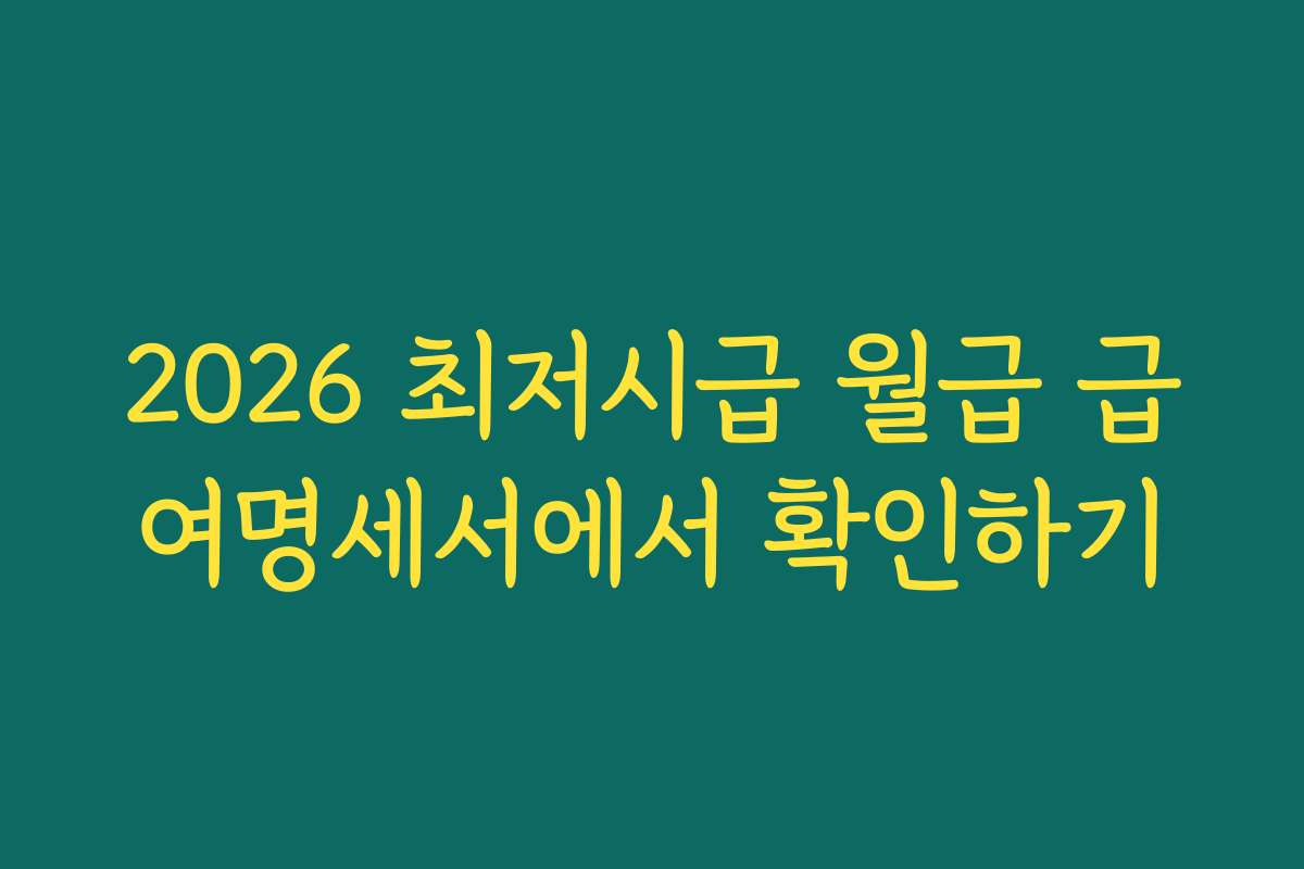 2026 최저시급 월급 급여명세서에서 확인하기