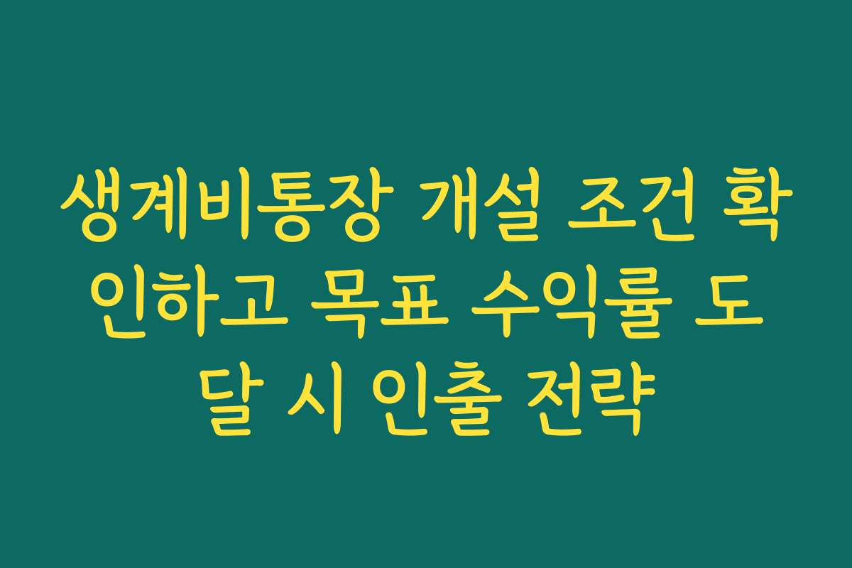 생계비통장 개설 조건 확인하고 목표 수익률 도달 시 인출 전략