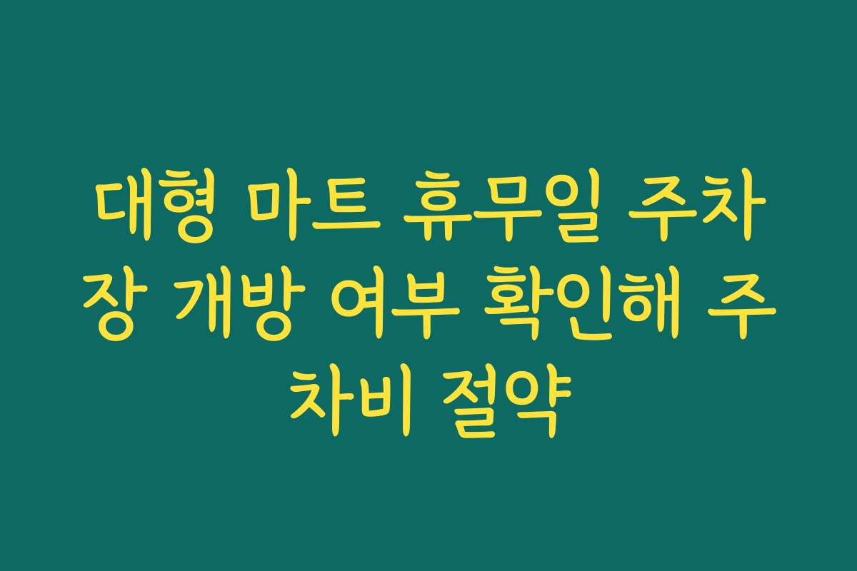대형 마트 휴무일 주차장 개방 여부 확인해 주차비 절약