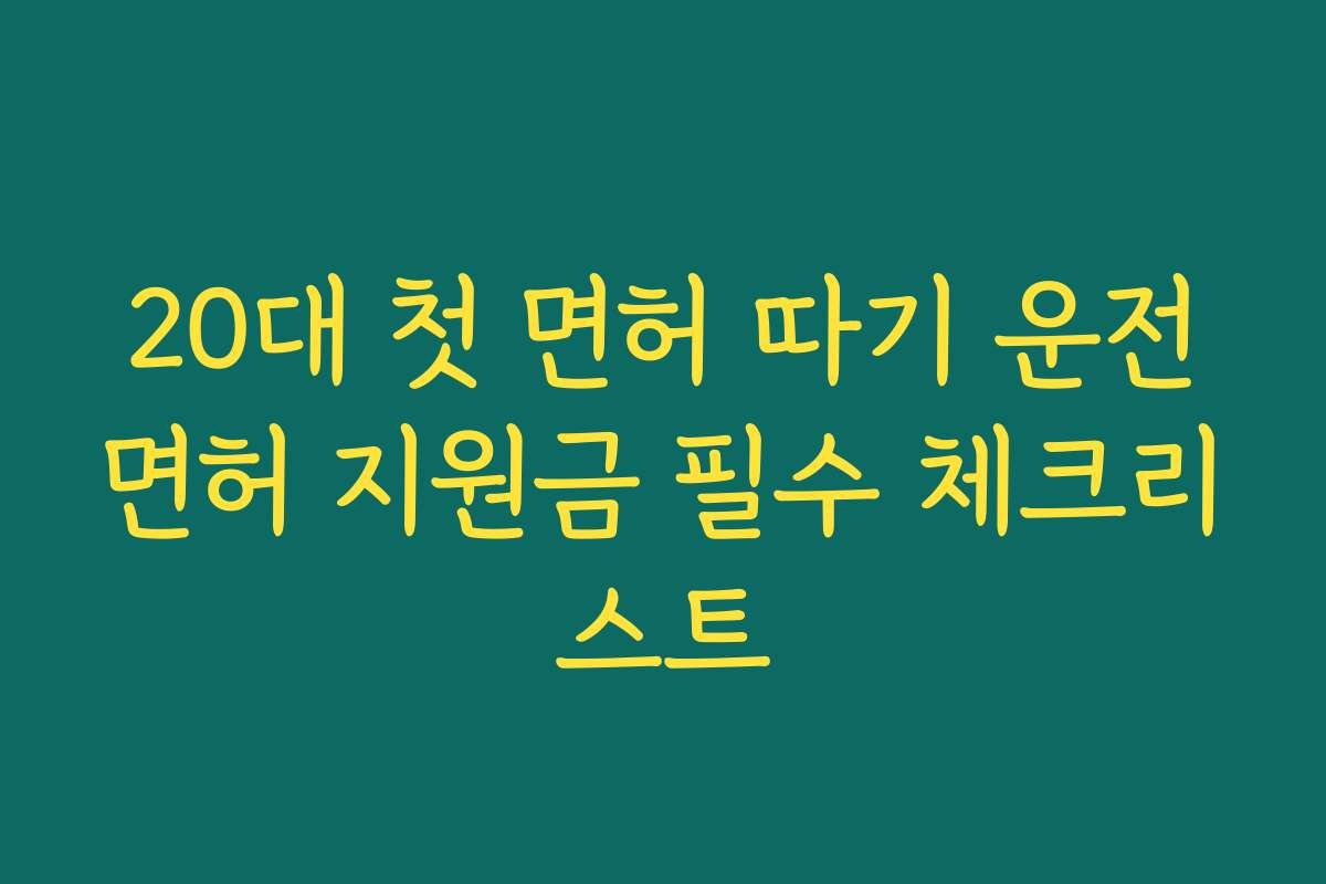 20대 첫 면허 따기 운전면허 지원금 필수 체크리스트