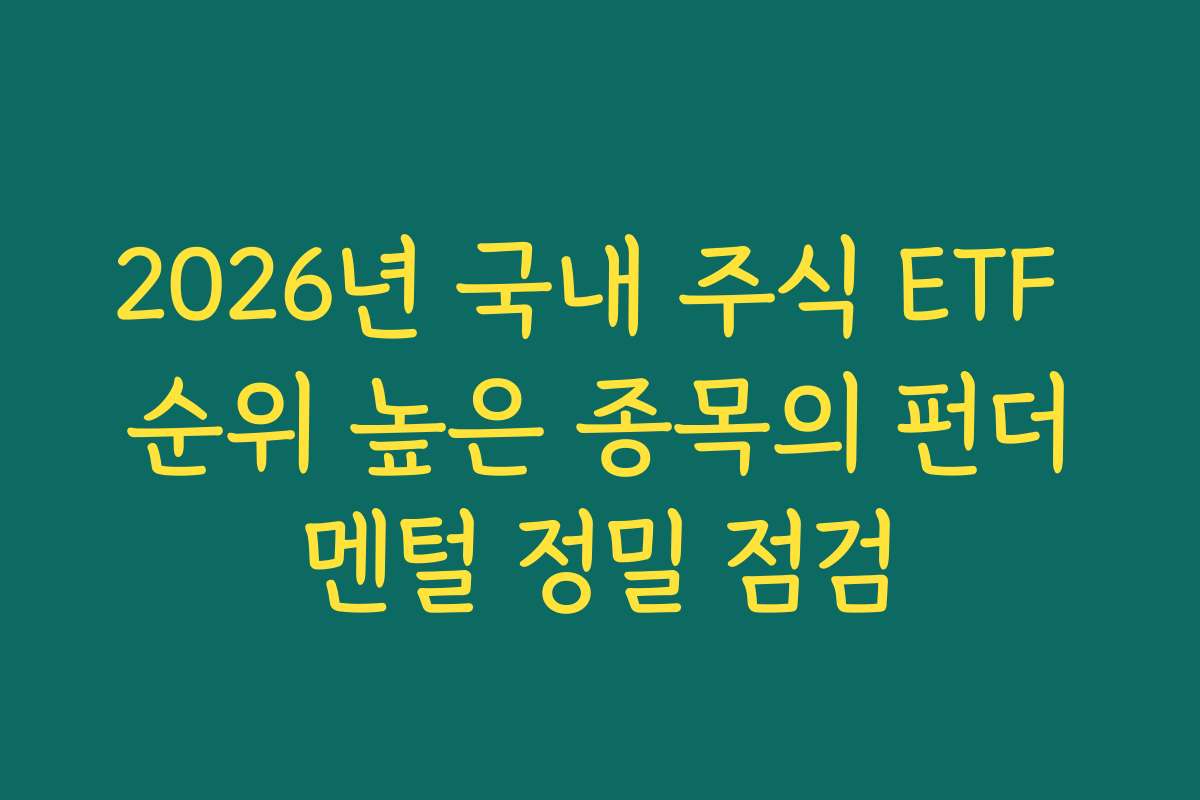 2026년 국내 주식 ETF 순위 높은 종목의 펀더멘털 정밀 점검