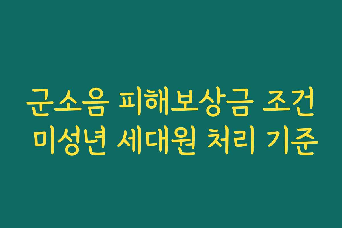 군소음 피해보상금 조건 미성년 세대원 처리 기준