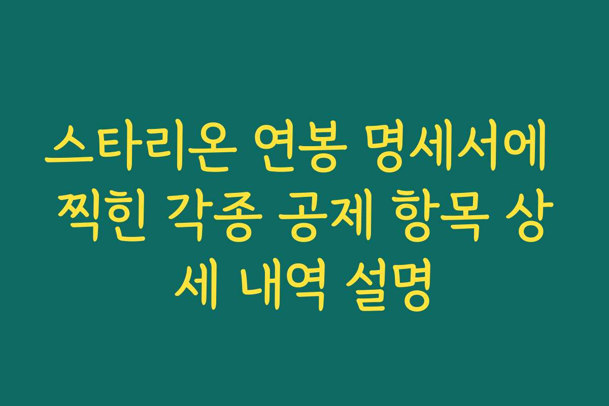 스타리온 연봉 명세서에 찍힌 각종 공제 항목 상세 내역 설명