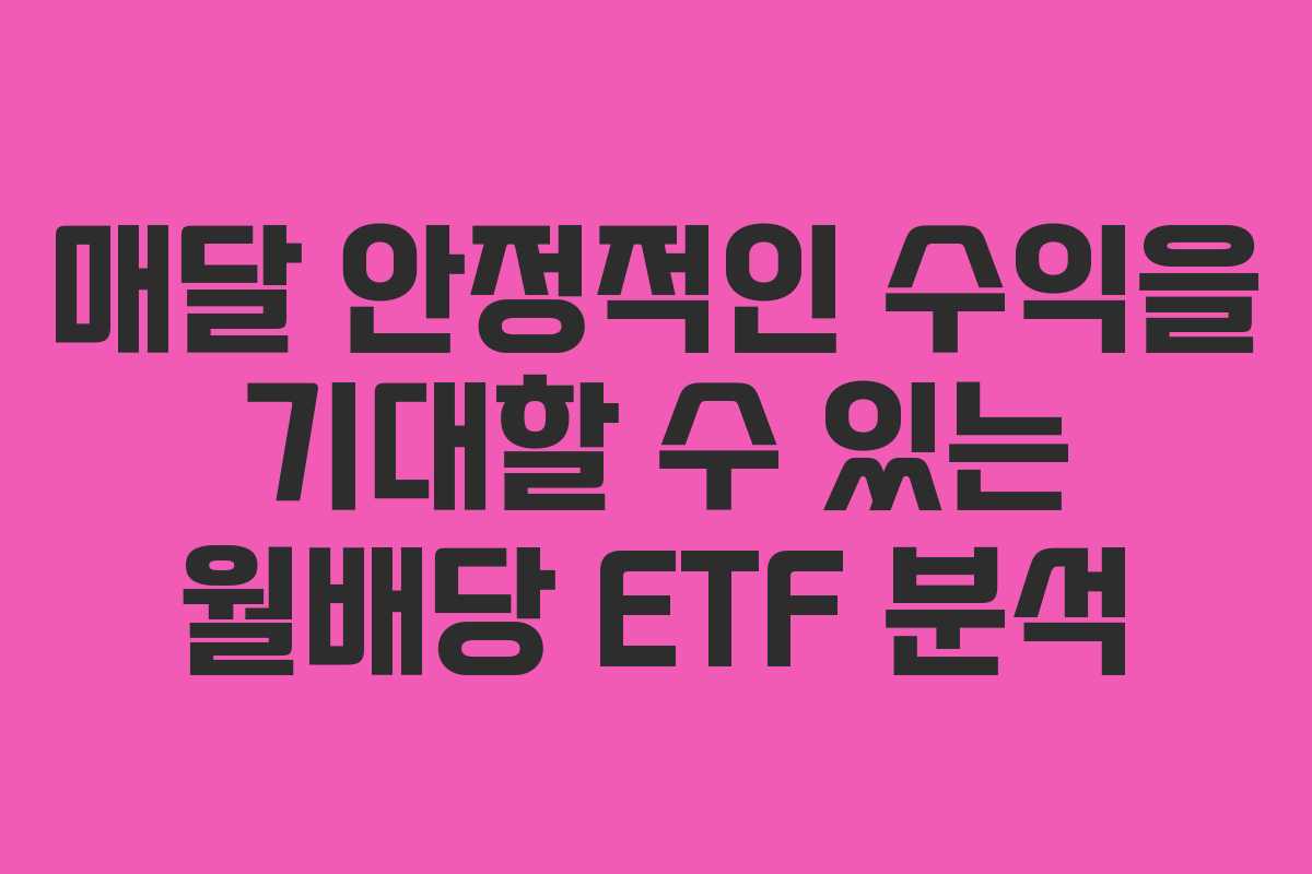 매달 안정적인 수익을 기대할 수 있는 월배당 ETF 분석