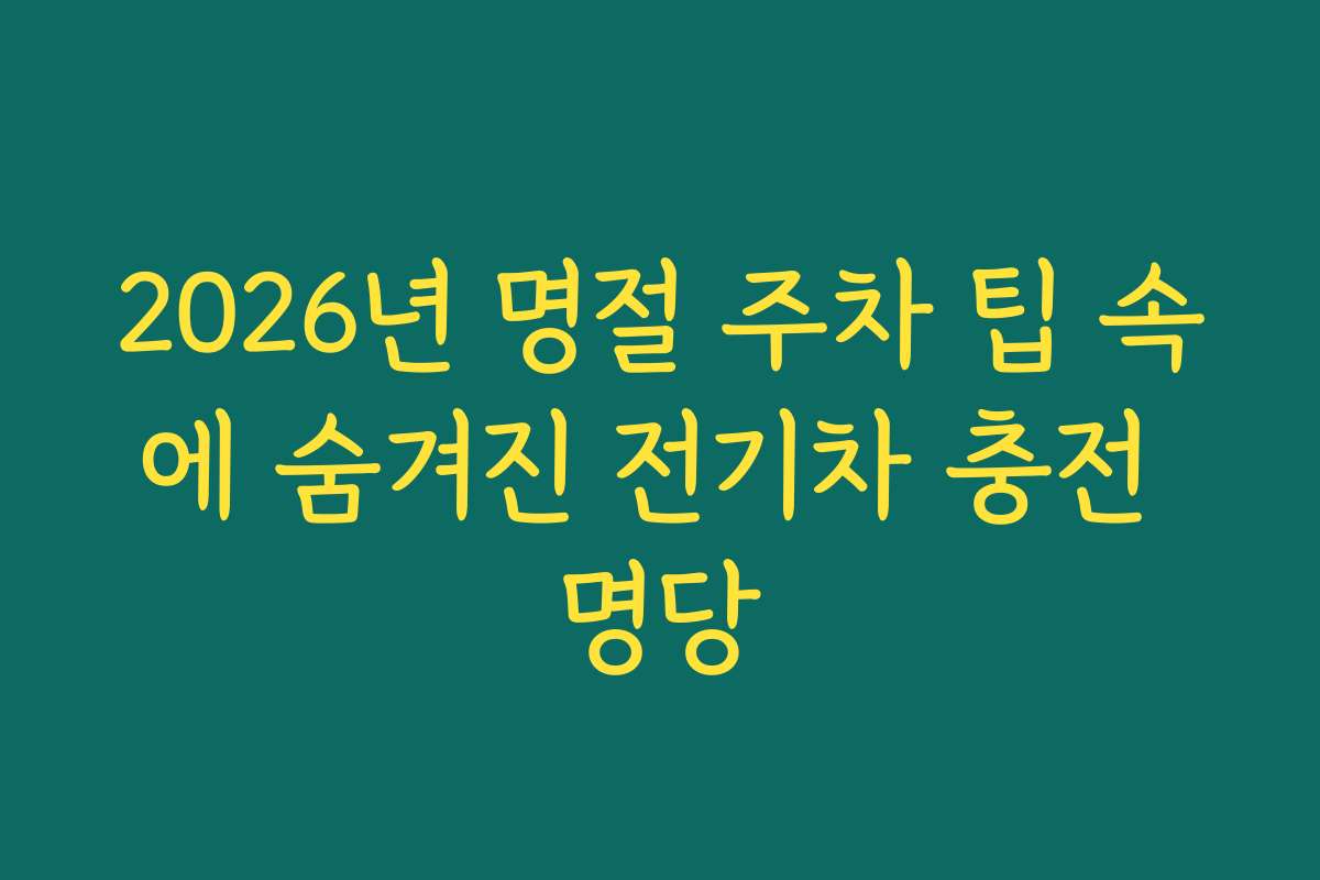 2026년 명절 주차 팁 속에 숨겨진 전기차 충전 명당