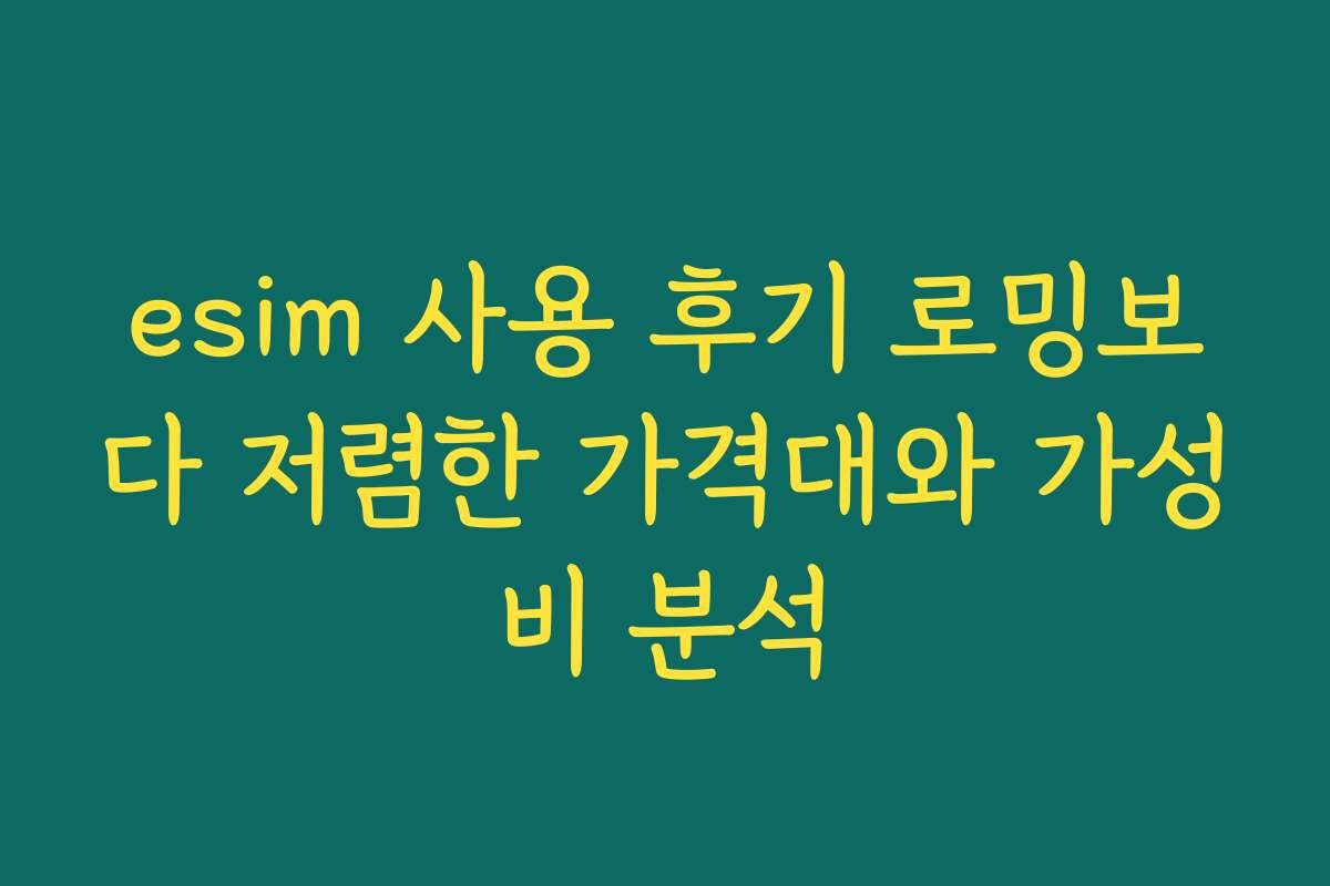 esim 사용 후기 로밍보다 저렴한 가격대와 가성비 분석