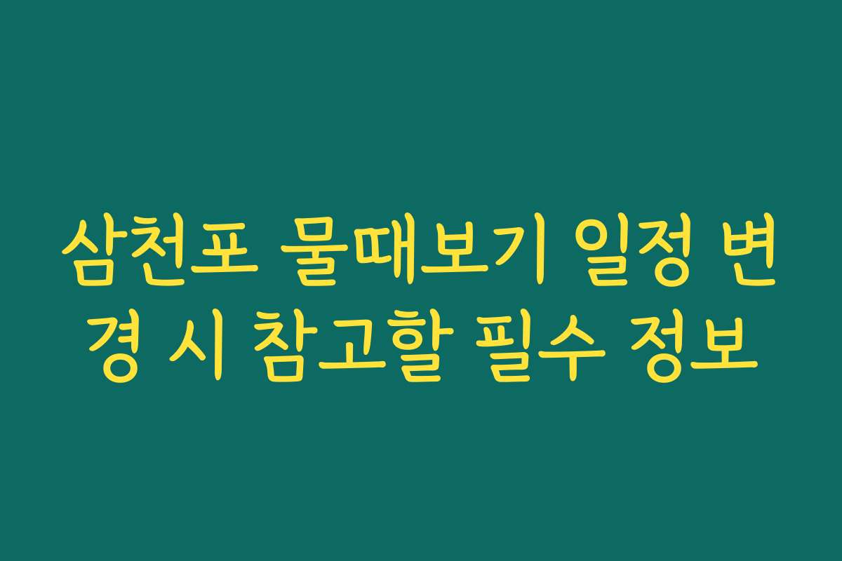삼천포 물때보기 일정 변경 시 참고할 필수 정보