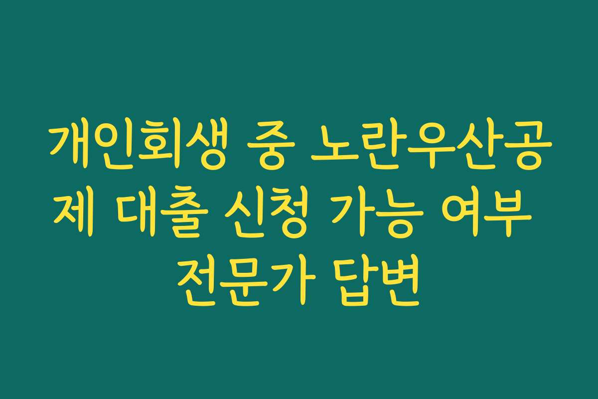 개인회생 중 노란우산공제 대출 신청 가능 여부 전문가 답변