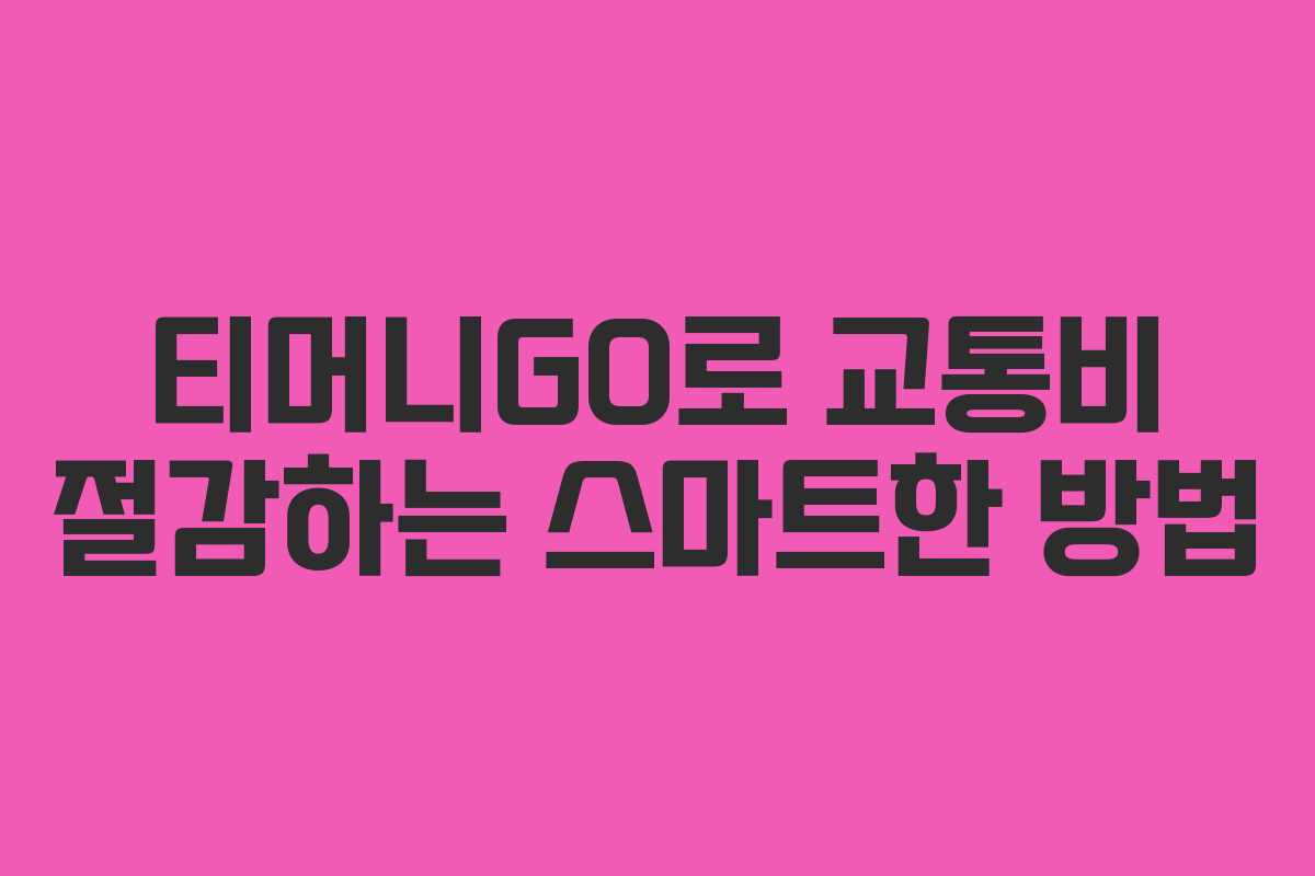 티머니GO로 교통비 절감하는 스마트한 방법