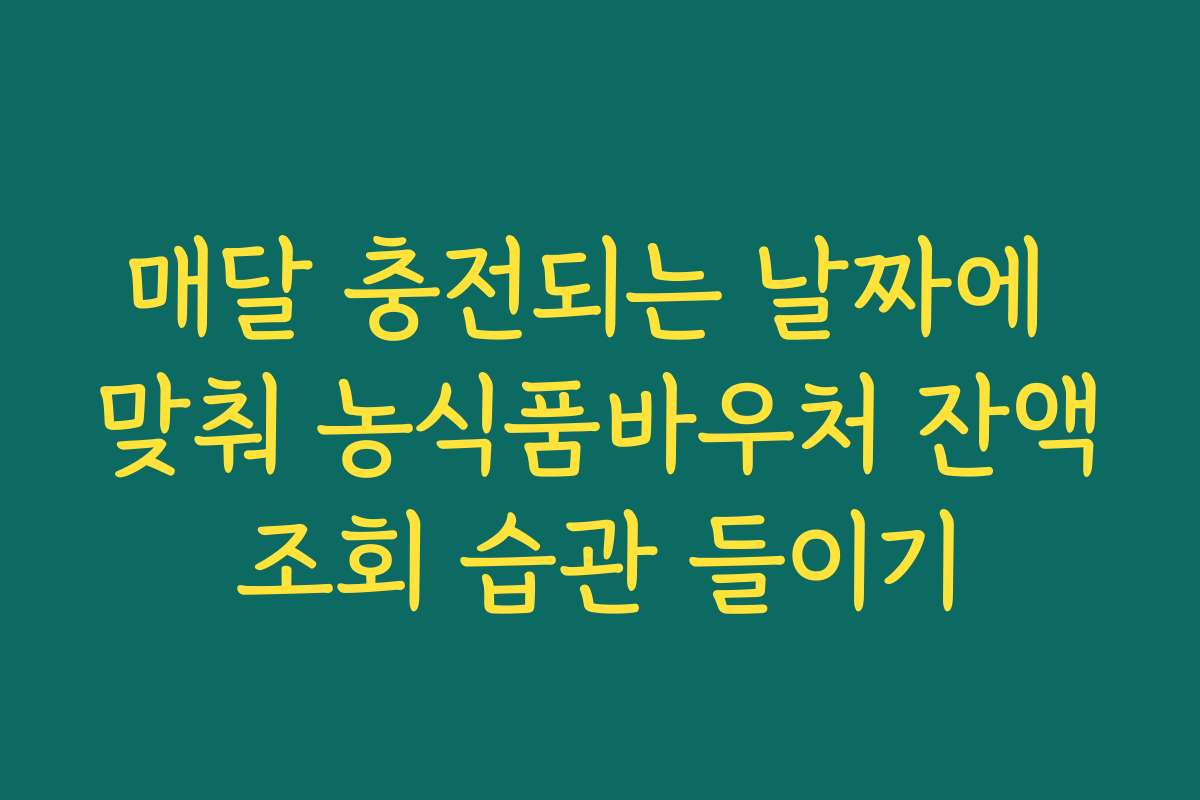 매달 충전되는 날짜에 맞춰 농식품바우처 잔액조회 습관 들이기
