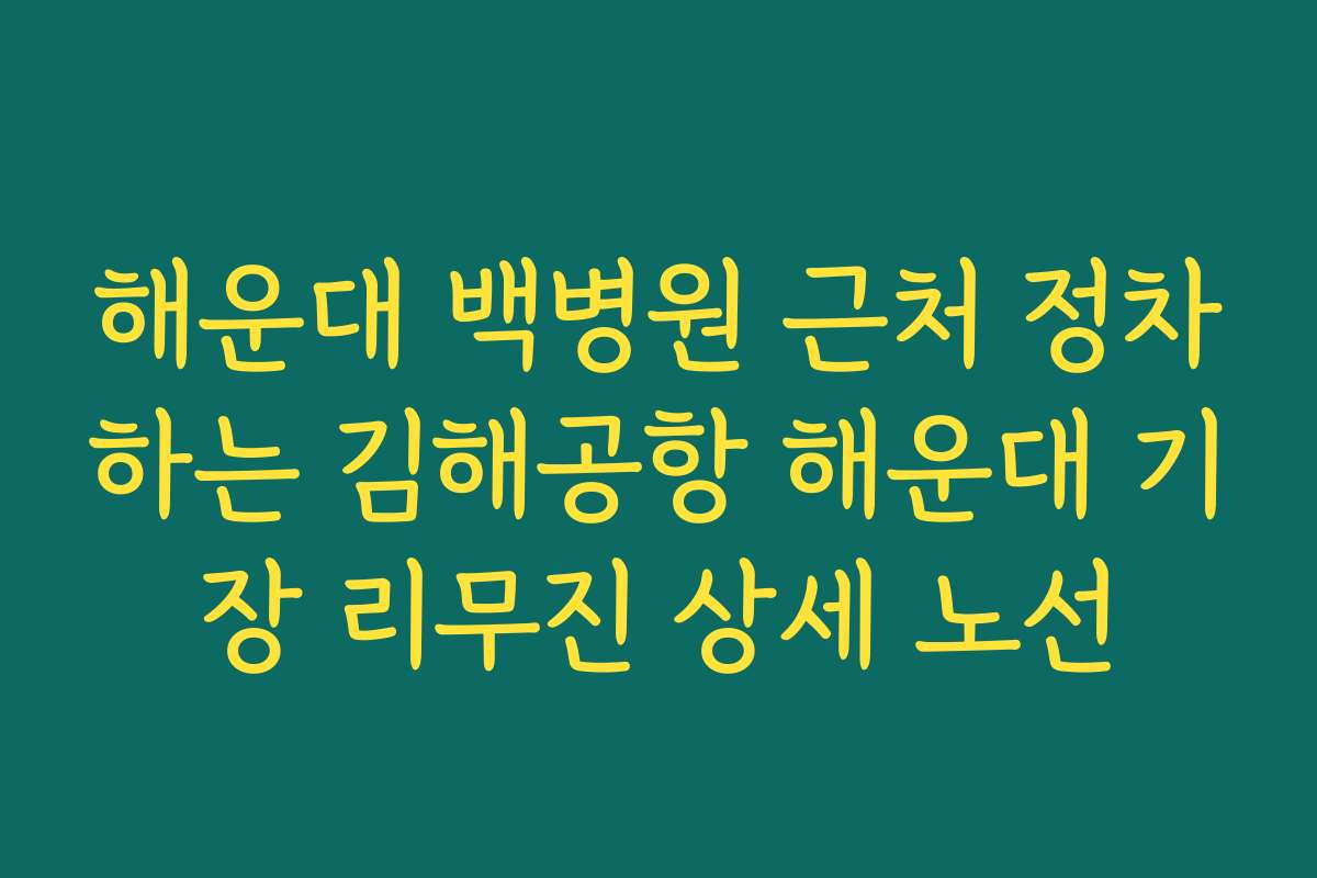 해운대 백병원 근처 정차하는 김해공항 해운대 기장 리무진 상세 노선