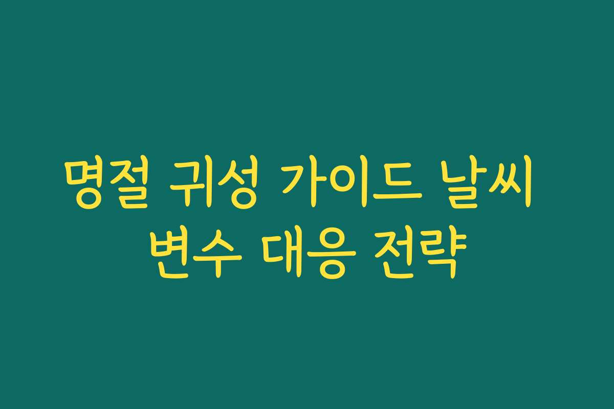 명절 귀성 가이드 날씨 변수 대응 전략
