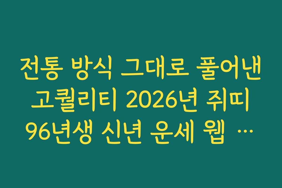 전통 방식 그대로 풀어낸 고퀄리티 2026년 쥐띠 96년생 신년 운세 웹 서비스