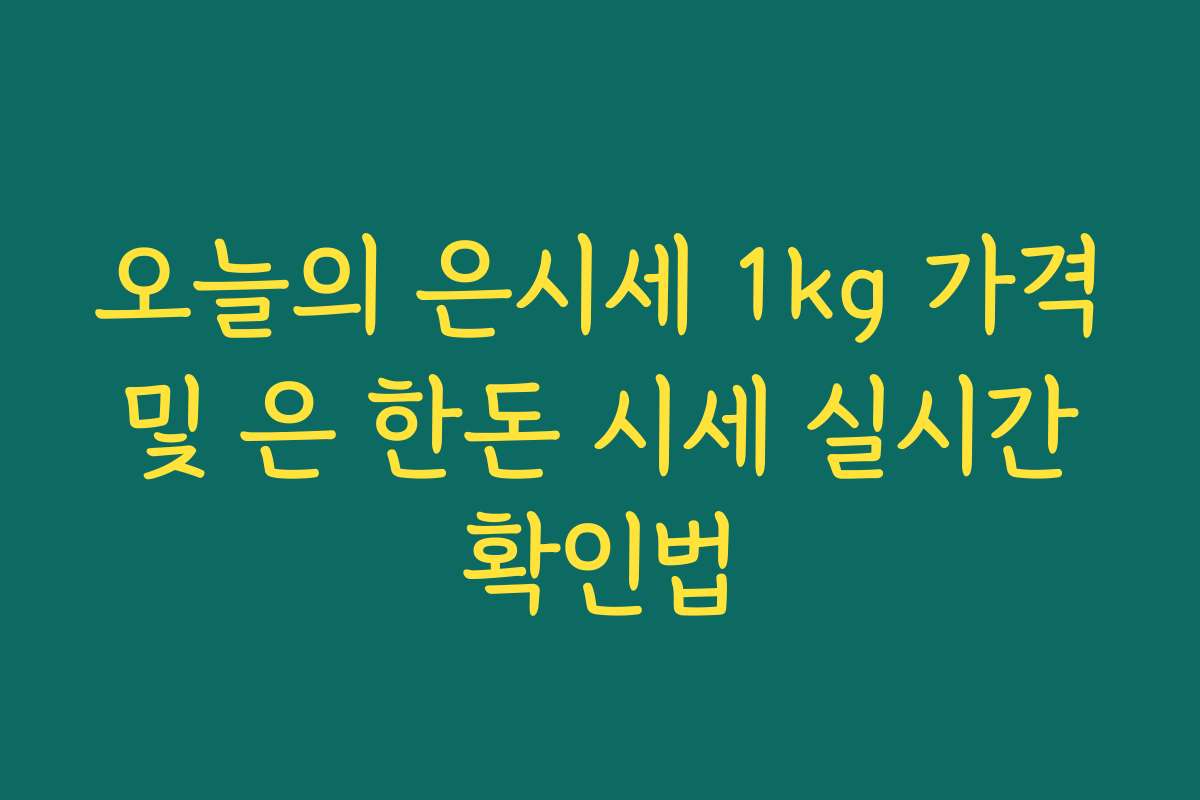 오늘의 은시세 1kg 가격 및 은 한돈 시세 실시간 확인법