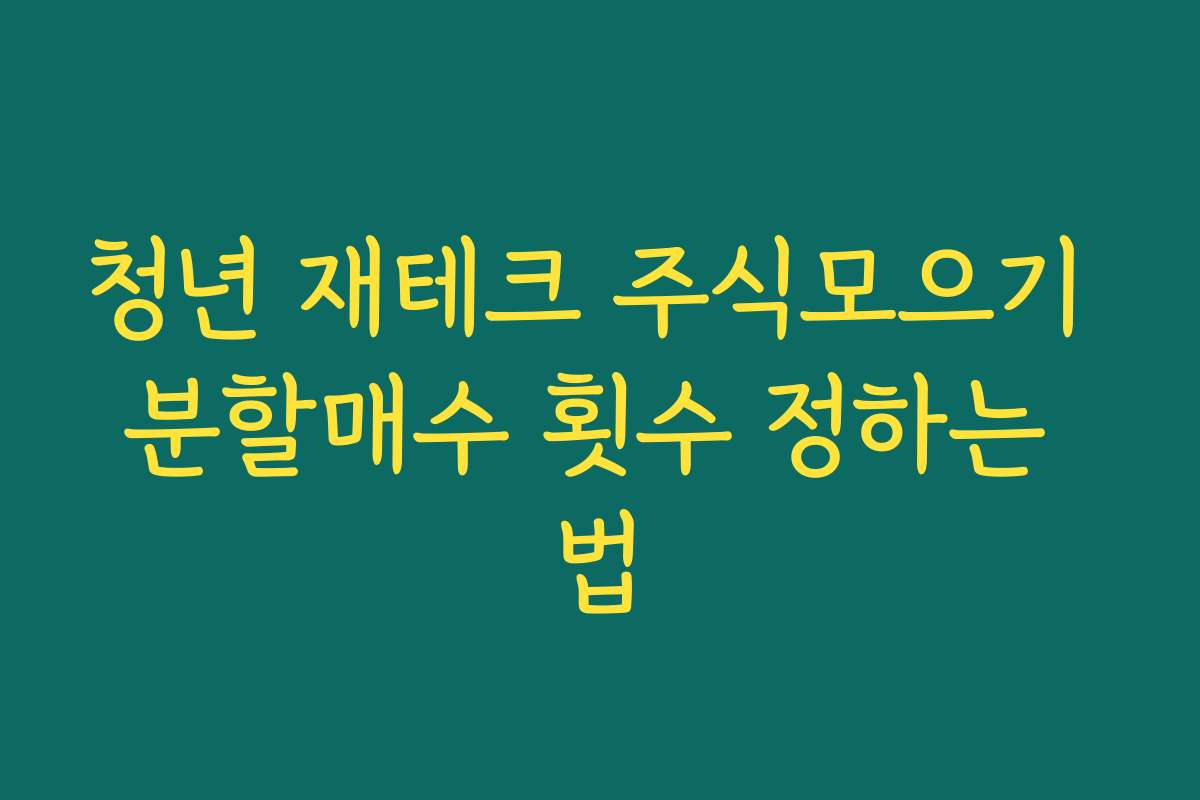 청년 재테크 주식모으기 분할매수 횟수 정하는 법