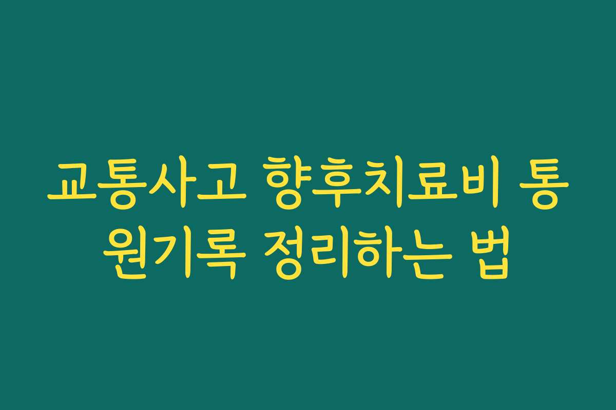 교통사고 향후치료비 통원기록 정리하는 법