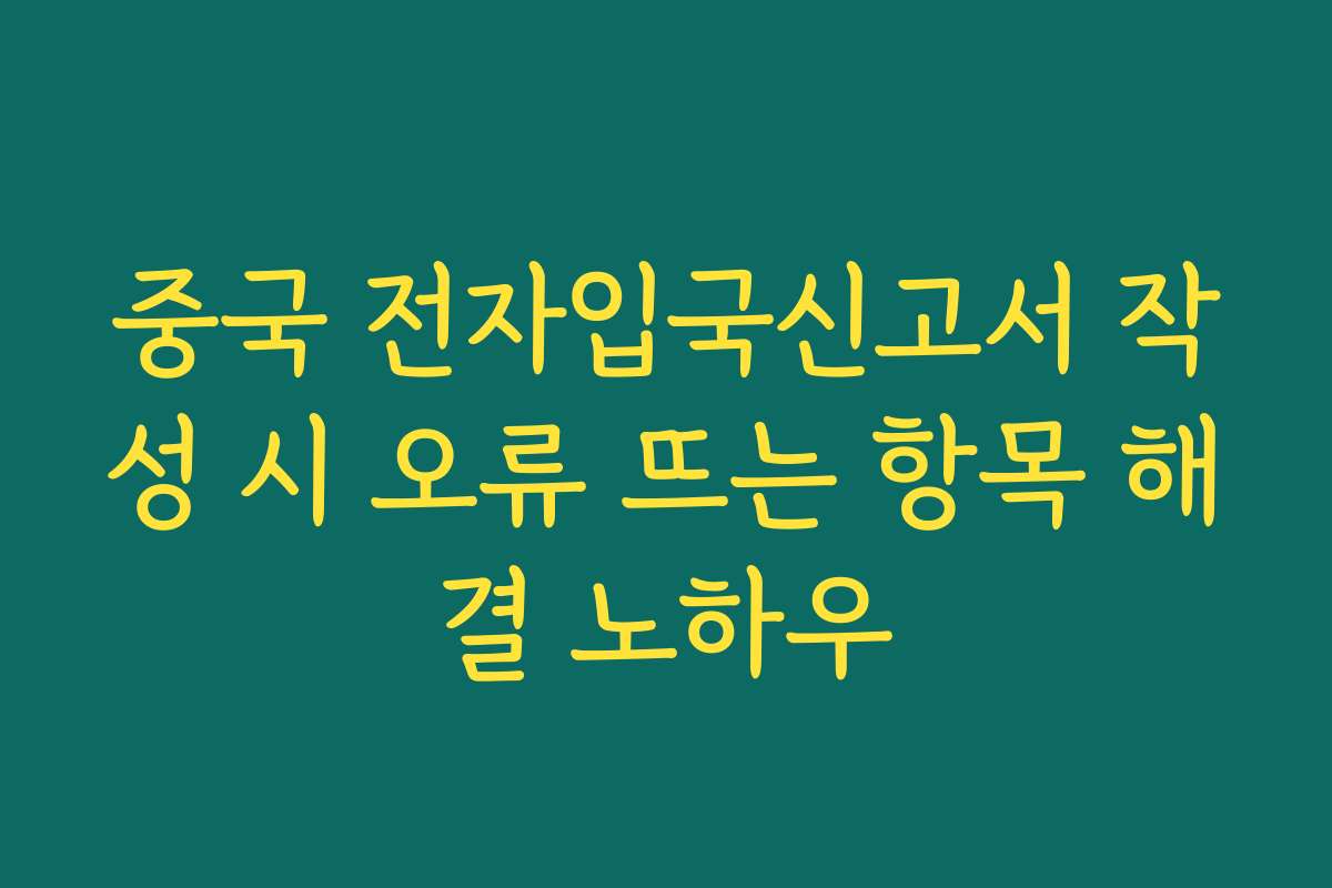 중국 전자입국신고서 작성 시 오류 뜨는 항목 해결 노하우