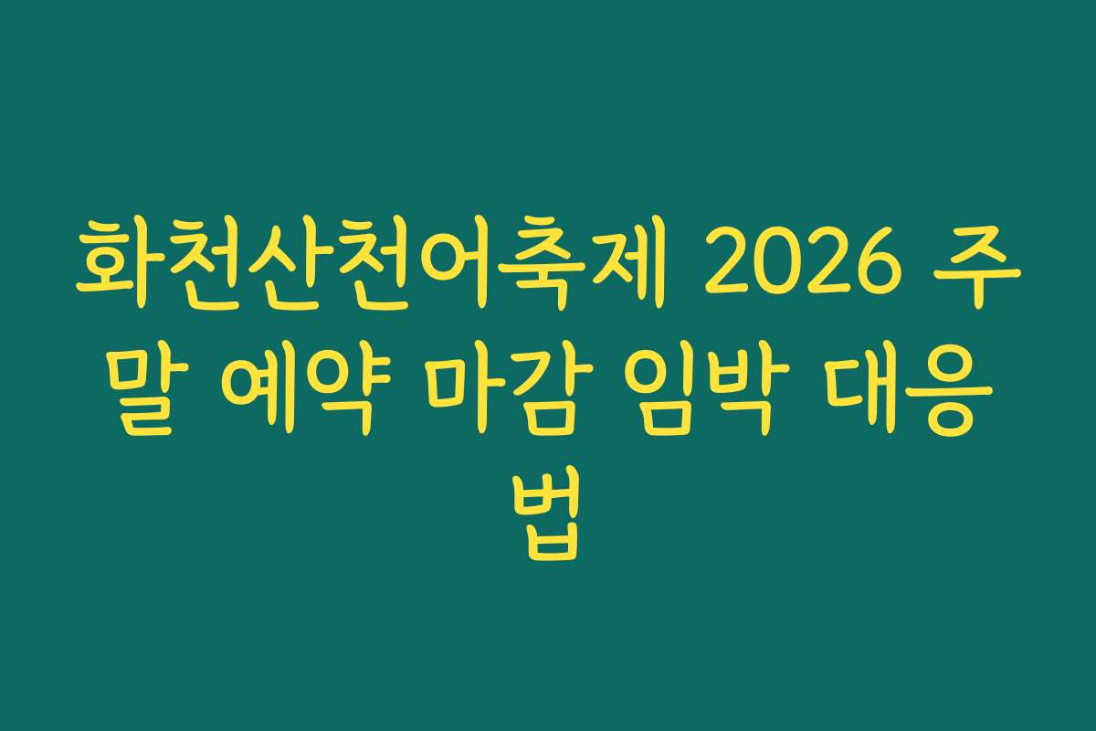 화천산천어축제 2026 주말 예약 마감 임박 대응법