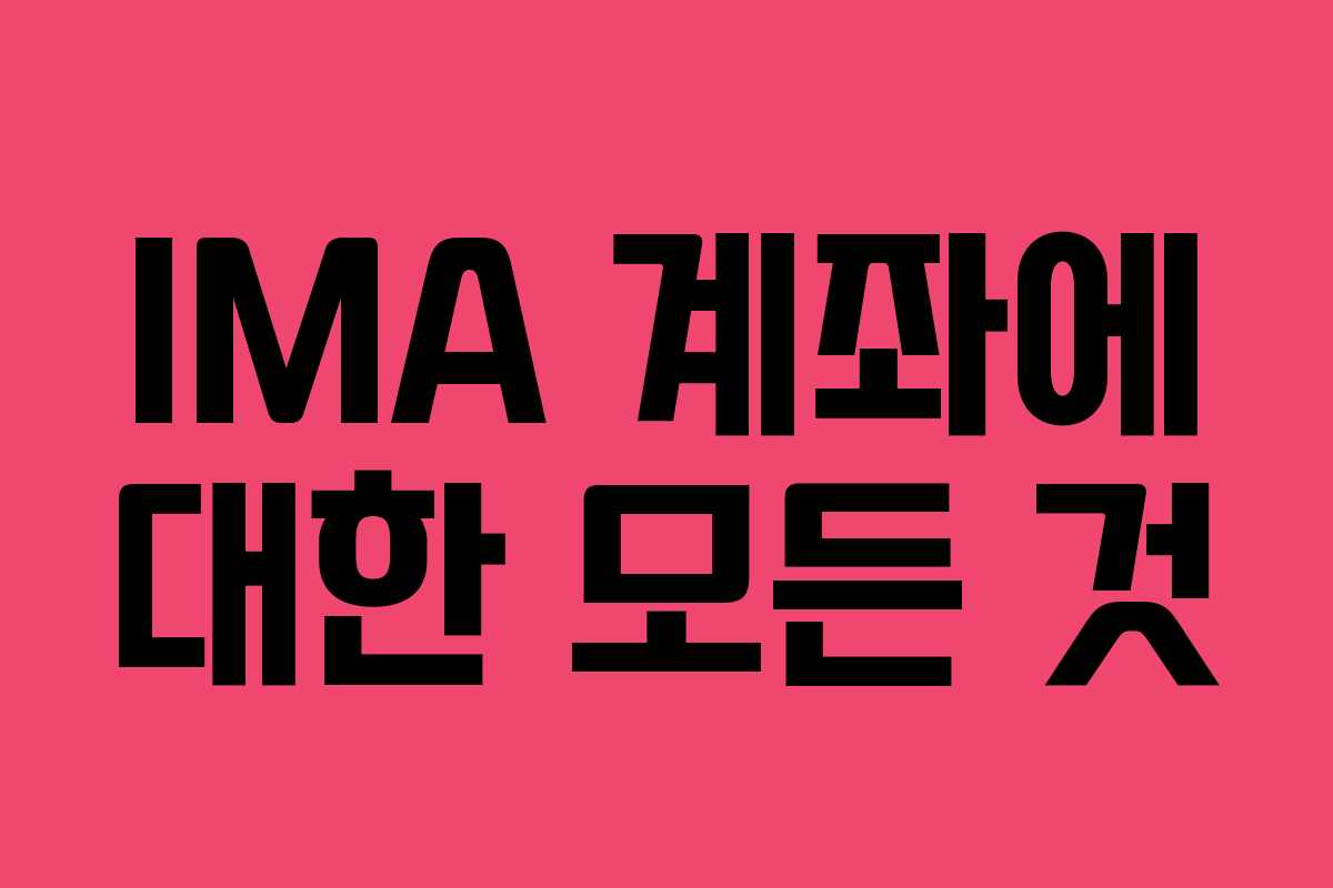 IMA 계좌에 대한 모든 것