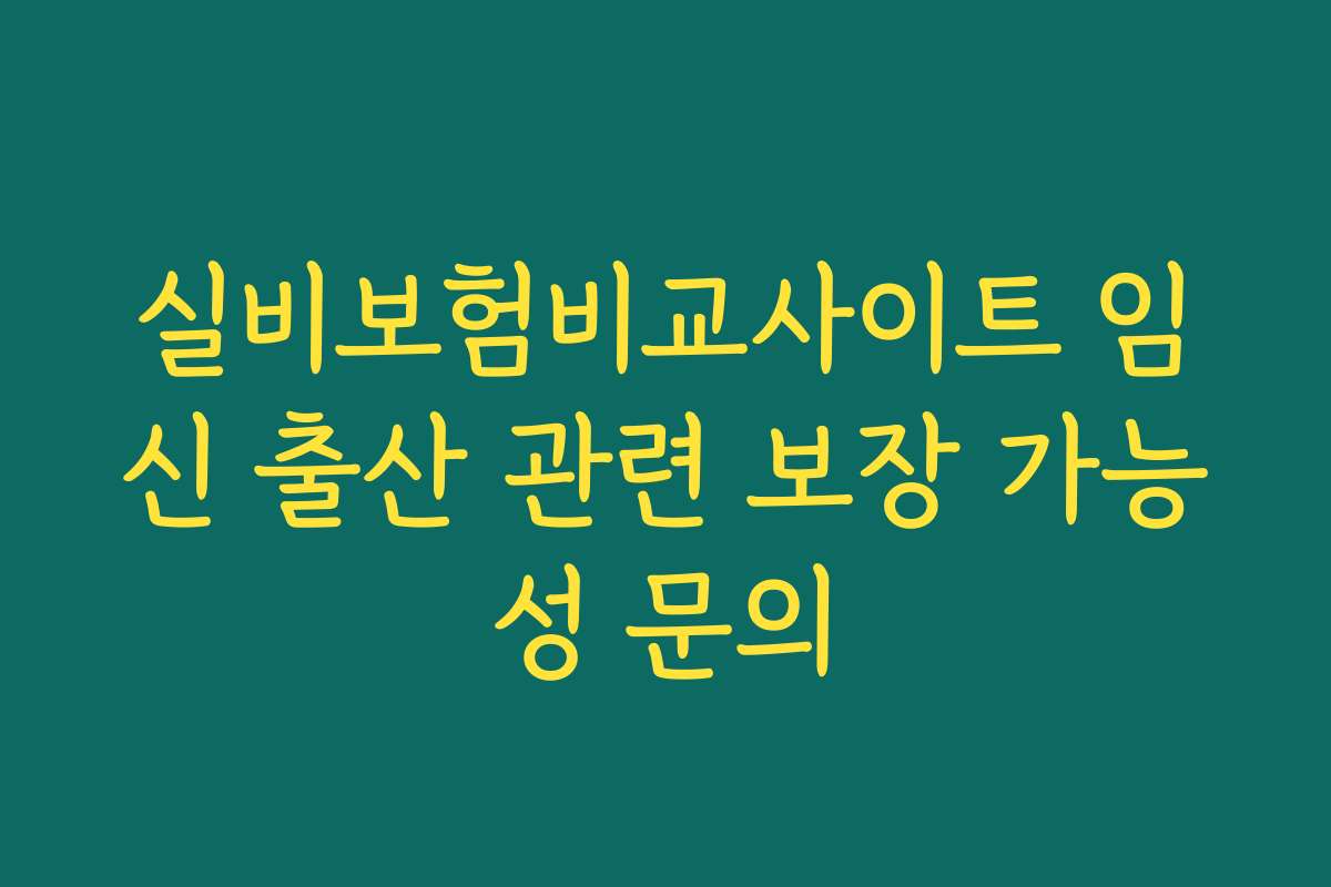 실비보험비교사이트 임신 출산 관련 보장 가능성 문의
