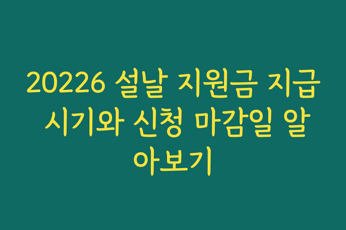 20226 설날 지원금 지급 시기와 신청 마감일 알아보기