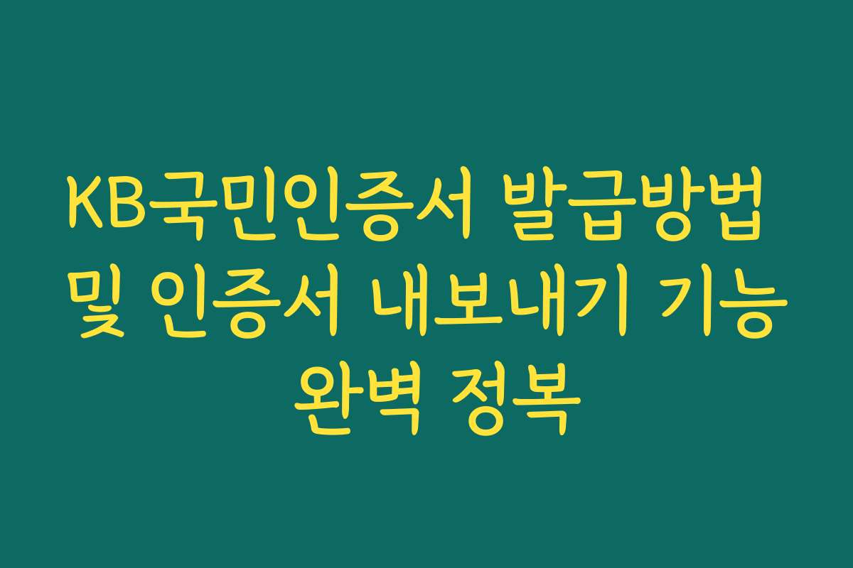 KB국민인증서 발급방법 및 인증서 내보내기 기능 완벽 정복