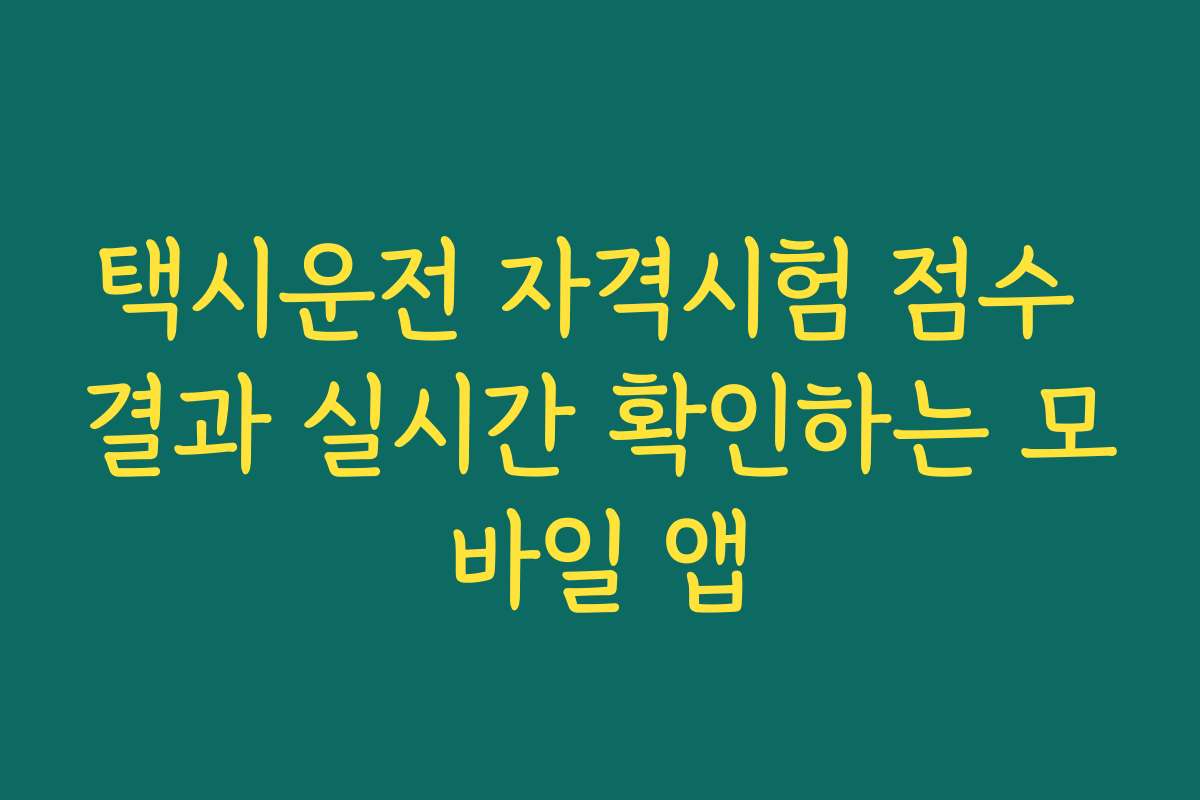 택시운전 자격시험 점수 결과 실시간 확인하는 모바일 앱