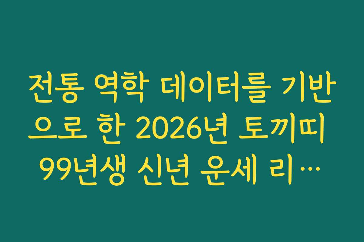 전통 역학 데이터를 기반으로 한 2026년 토끼띠 99년생 신년 운세 리포트