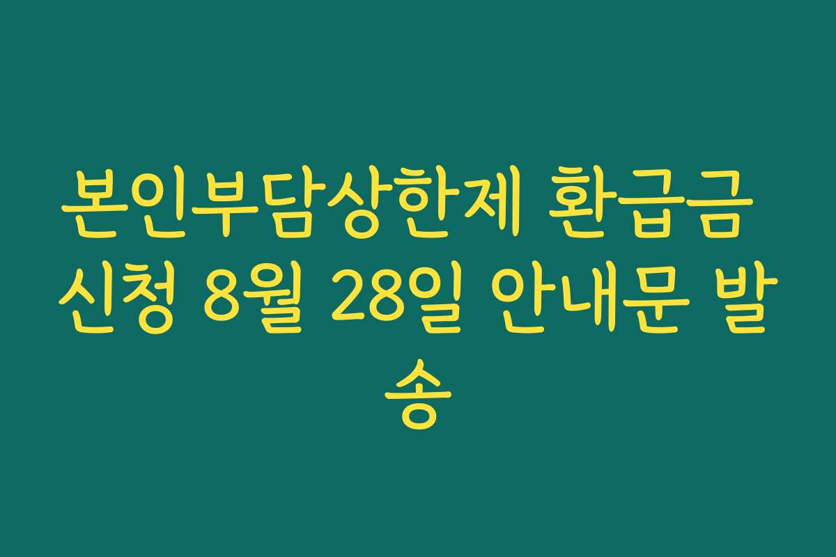 본인부담상한제 환급금 신청 8월 28일 안내문 발송