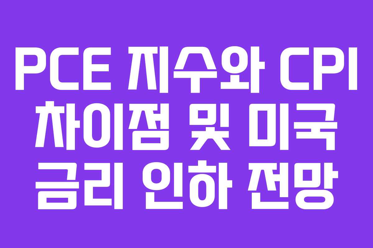 PCE 지수와 CPI 차이점 및 미국 금리 인하 전망