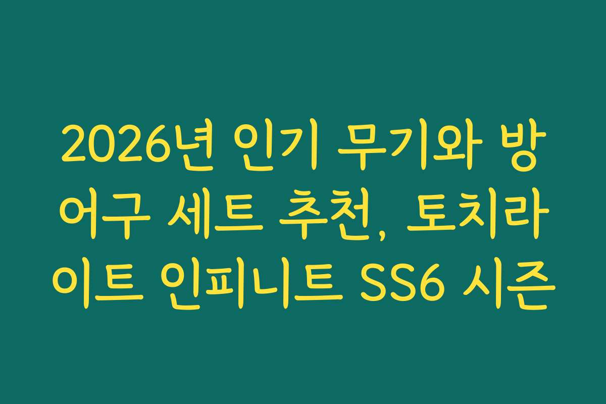 2026년 인기 무기와 방어구 세트 추천, 토치라이트 인피니트 SS6 시즌