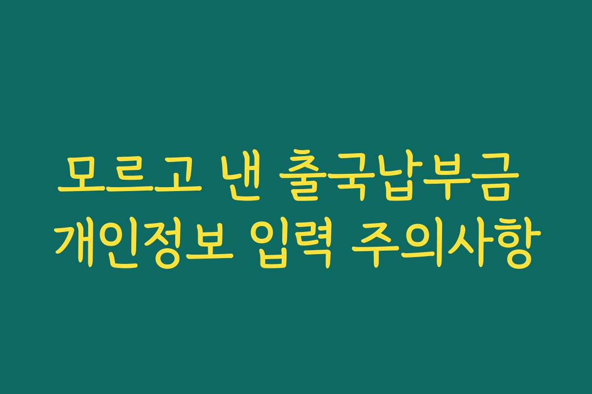 모르고 낸 출국납부금 개인정보 입력 주의사항