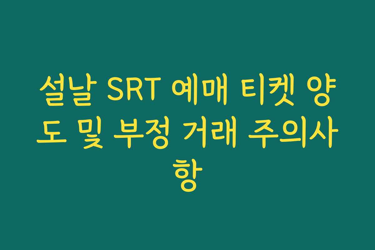 설날 SRT 예매 티켓 양도 및 부정 거래 주의사항