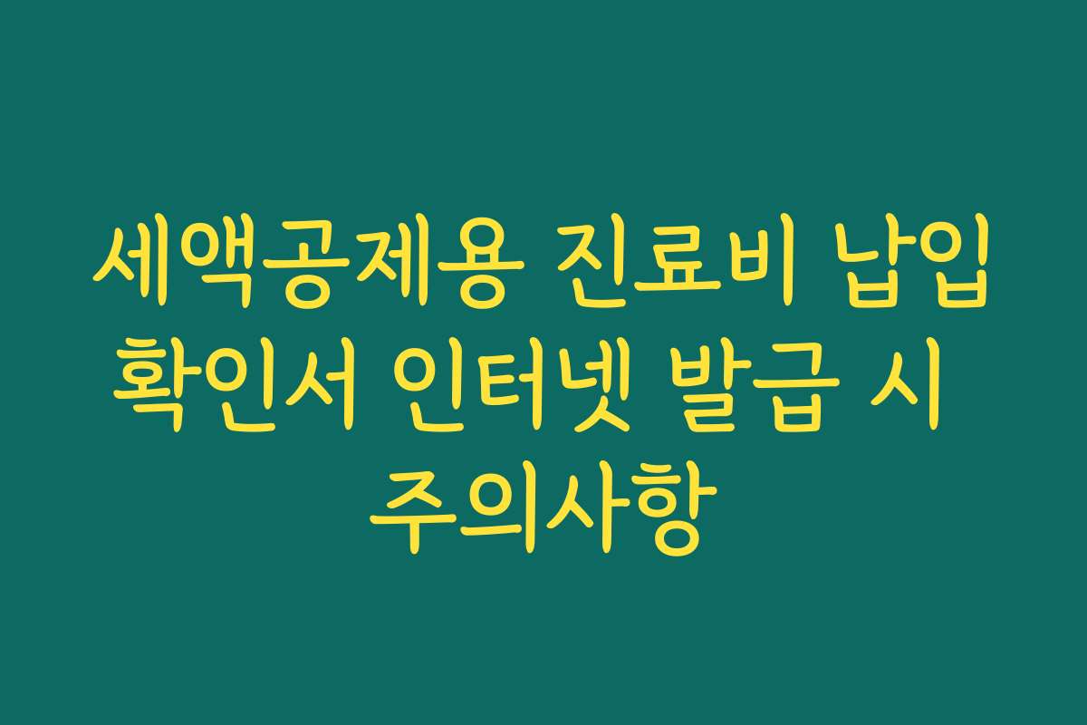 세액공제용 진료비 납입확인서 인터넷 발급 시 주의사항