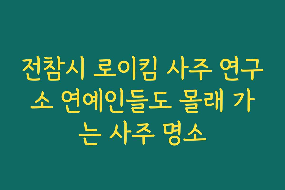 전참시 로이킴 사주 연구소 연예인들도 몰래 가는 사주 명소