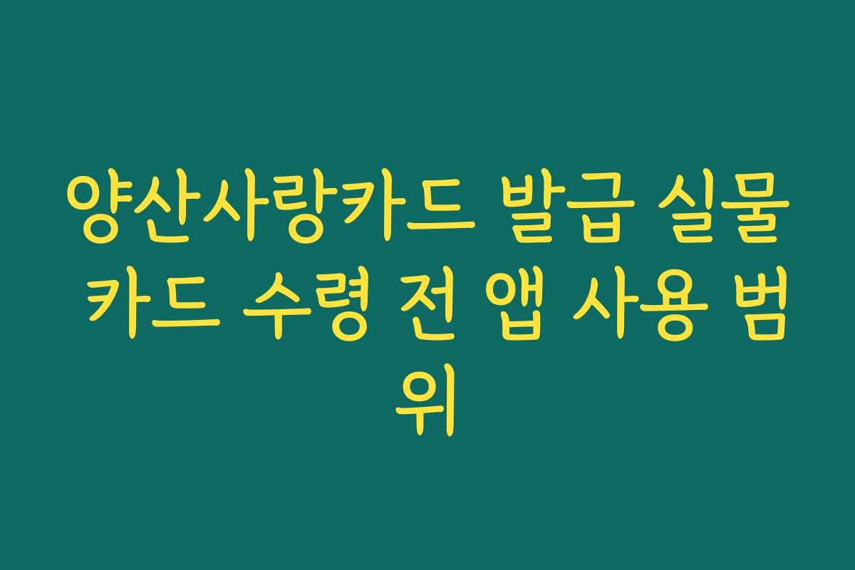 양산사랑카드 발급 실물 카드 수령 전 앱 사용 범위