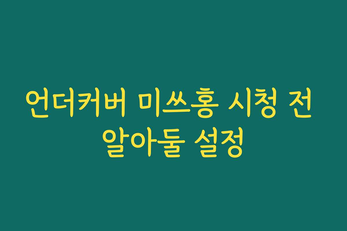 언더커버 미쓰홍 시청 전 알아둘 설정