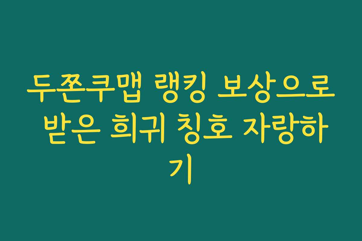 두쫀쿠맵 랭킹 보상으로 받은 희귀 칭호 자랑하기