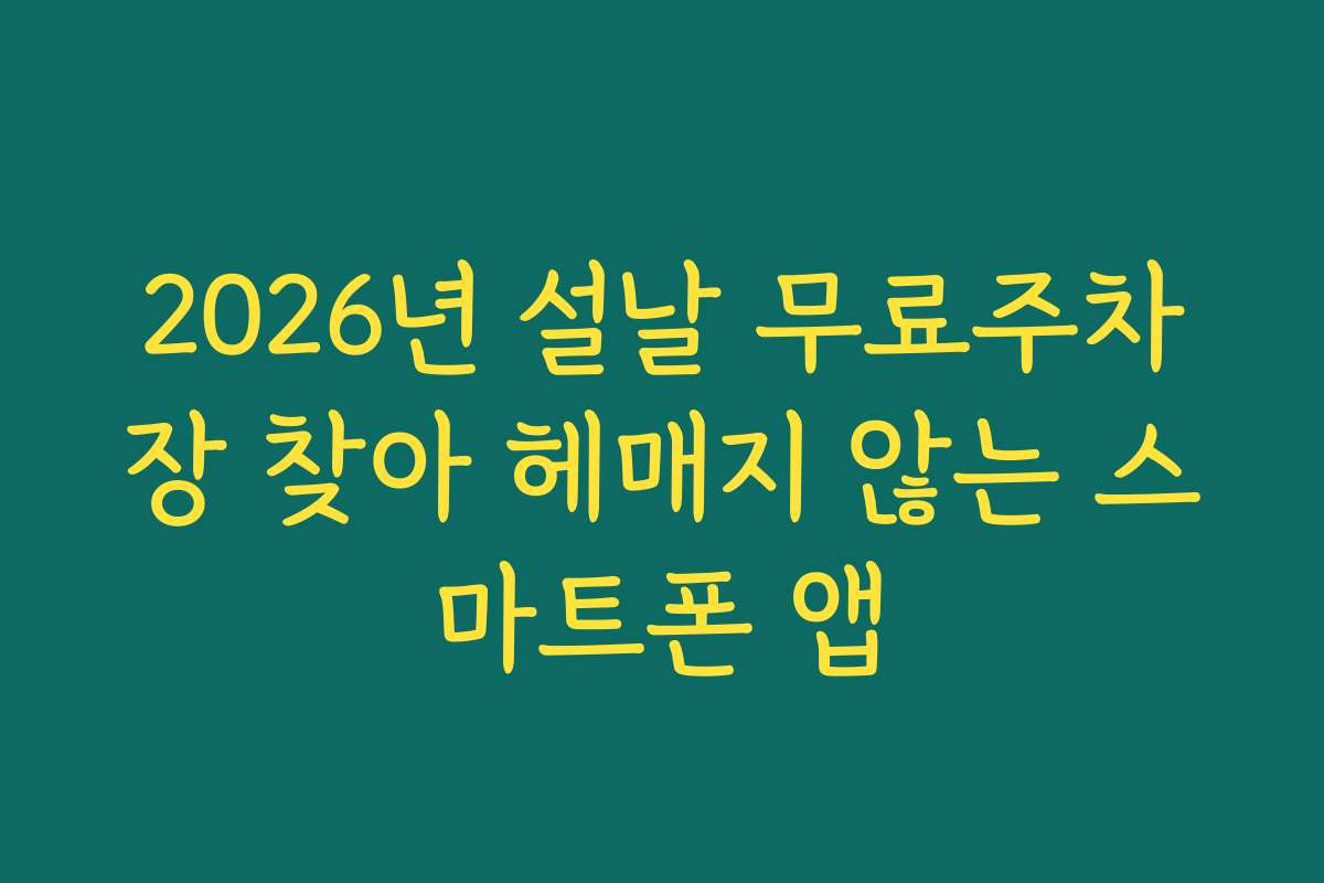 2026년 설날 무료주차장 찾아 헤매지 않는 스마트폰 앱